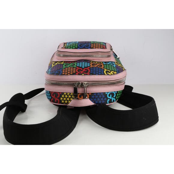 GUCCI Logo GG Psychedelic Backpack Bag Supreme Leather Black Pink Italy 14FB854 - Picture 11 of 16